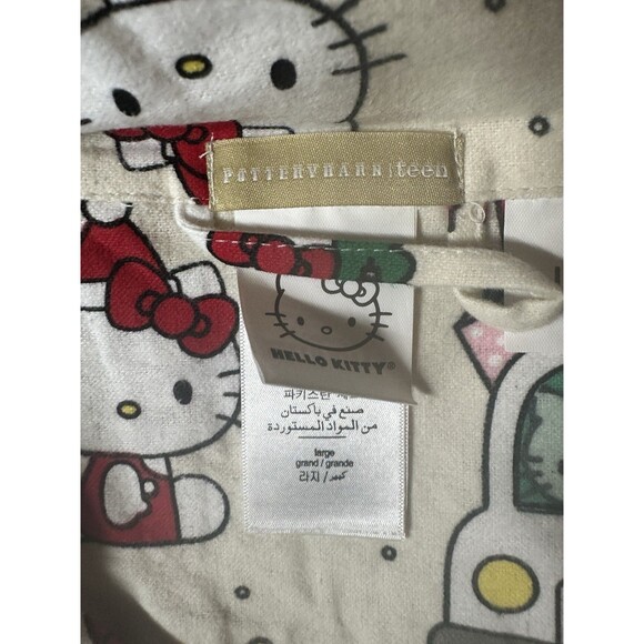 Pottery Barn Teen Hello Kitty Christmas Flannel 2 Piece Pajama Set Size Large - Picture 3 of 5